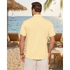 image:imageMens Linen Shirt Short Sleeve Button Down Shirt Summer Casual Beach TopsYellow