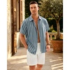 image:imageMens Linen Shirt Striped Short Sleeve Button Down Summer Beach ShirtBlue