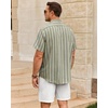 image:imageMens Linen Shirt Striped Short Sleeve Button Down Summer Beach ShirtGreen