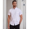 image:imageMens Oxford Dress Shirt Short Sleeve Button Down Collar Summer Casual ShirtAll White