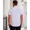 image:imageMens Oxford Dress Shirt Short Sleeve Button Down Collar Summer Casual ShirtAll White