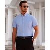 image:imageMens Oxford Dress Shirt Short Sleeve Button Down Collar Summer Casual ShirtLight Blue