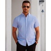 image:imageMens Oxford Dress Shirt Short Sleeve Button Down Collar Summer Casual ShirtLight Blue