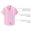 image:imageMens Oxford Dress Shirt Short Sleeve Button Down Collar Summer Casual ShirtPink