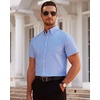 image:imageMens Oxford Dress Shirt Short Sleeve Button Down Collar Summer Casual ShirtRoyal Blue