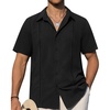 image:imageAlimens amp Gentle Mens Cuban Guayabera Shirts Short Sleeve Button Down Shirts for Men Summer Beach WeddingBlack