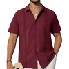 image:imageAlimens amp Gentle Mens Cuban Guayabera Shirts Short Sleeve Button Down Shirts for Men Summer Beach WeddingBurgundy