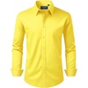image:imageAlimens amp Gentle Mens Dress Shirt Regular Fit Stretch Stain Shield Long Sleeve Solid Business Wedding Button Down ShirtsBright Yellow