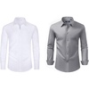 image:imageAlimens amp Gentle Mens Dress Shirts Stretch Long Sleeve Collared Casual Solid Wedding Business Wedding Button Down Shirts