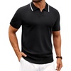 image:imageAlimens amp Gentle Mens Knitted Polo Shirts V Neck Collared Shirts for GolfBlack