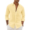 image:imageAlimens amp Gentle Mens Linen Textured Shirt Long Sleeve Summer Beach TopsYellow
