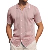 image:imageAlimens amp Gentle Mens Shirts Casual Button Down Shirts Beach Vintage Knit Short Sleeve Polo Shirt for Men17pink