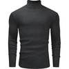 image:imageAlimens amp Gentle Mens Turtleneck Sweater Slim Fit Cable Knitted Casual Pullover Lightweight Ribbed Long Sleeve SweatersDark Grey