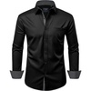 image:imageMens Dress Shirt Long Sleeve Wrinkle Free Button Down Shirt Business CasualBlack