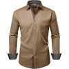 image:imageMens Dress Shirt Long Sleeve Wrinkle Free Button Down Shirt Business CasualCamel
