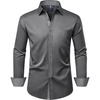 image:imageMens Dress Shirt Long Sleeve Wrinkle Free Button Down Shirt Business CasualGrey