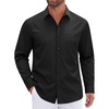 image:imageMens Dress Shirt Long Sleeve Wrinkle Free Stretch Button Down ShirtBlack