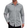 image:imageMens Dress Shirt Long Sleeve Wrinkle Free Stretch Button Down ShirtGrey