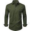 image:imageMens Dress Shirts Stretch Long Sleeve Wrinkle Free Work Button Down ShirtArmy Green