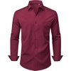 image:imageMens Dress Shirts Stretch Long Sleeve Wrinkle Free Work Button Down ShirtBurgundy
