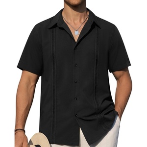 image:imageAlimens amp Gentle Mens Cuban Guayabera Shirts Short Sleeve Button Down Shirts for Men Summer Beach WeddingBlack