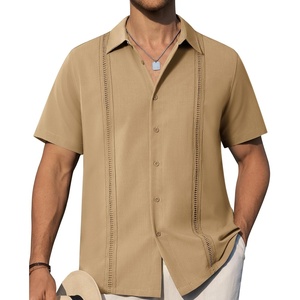 image:imageAlimens amp Gentle Mens Cuban Guayabera Shirts Short Sleeve Button Down Shirts for Men Summer Beach WeddingTan