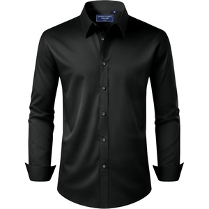 image:imageAlimens amp Gentle Mens Dress Shirt Regular Fit Stretch Stain Shield Long Sleeve Solid Business Wedding Button Down ShirtsBlack