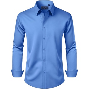 image:imageAlimens amp Gentle Mens Dress Shirt Regular Fit Stretch Stain Shield Long Sleeve Solid Business Wedding Button Down ShirtsBlue