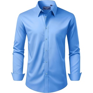 image:imageAlimens amp Gentle Mens Dress Shirt Regular Fit Stretch Stain Shield Long Sleeve Solid Business Wedding Button Down ShirtsClassic Blue