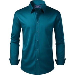 image:imageAlimens amp Gentle Mens Dress Shirt Regular Fit Stretch Stain Shield Long Sleeve Solid Business Wedding Button Down ShirtsDeep Sea