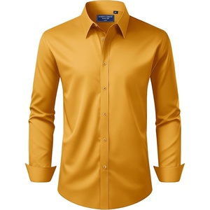 image:imageAlimens amp Gentle Mens Dress Shirt Regular Fit Stretch Stain Shield Long Sleeve Solid Business Wedding Button Down ShirtsGold