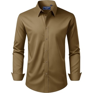 image:imageAlimens amp Gentle Mens Dress Shirt Regular Fit Stretch Stain Shield Long Sleeve Solid Business Wedding Button Down ShirtsKhaki