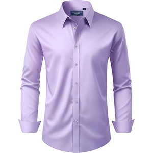 image:imageAlimens amp Gentle Mens Dress Shirt Regular Fit Stretch Stain Shield Long Sleeve Solid Business Wedding Button Down ShirtsLavender