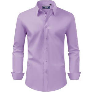 image:imageAlimens amp Gentle Mens Dress Shirt Regular Fit Stretch Stain Shield Long Sleeve Solid Business Wedding Button Down ShirtsPink Purple