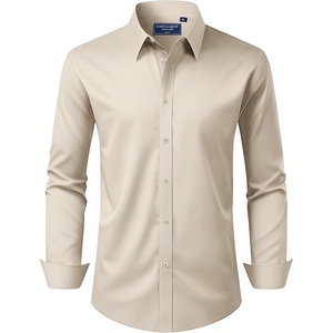 image:imageAlimens amp Gentle Mens Dress Shirt Regular Fit Stretch Stain Shield Long Sleeve Solid Business Wedding Button Down ShirtsTan
