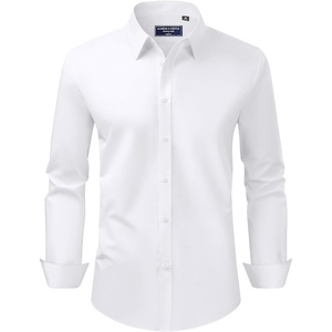 image:imageAlimens amp Gentle Mens Dress Shirt Regular Fit Stretch Stain Shield Long Sleeve Solid Business Wedding Button Down ShirtsWhite