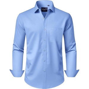 image:imageAlimens amp Gentle Mens Dress Shirts Long Sleeve WrinkleFree Stretch Shirts Solid Formal Button Down Shirt with PocketBlue