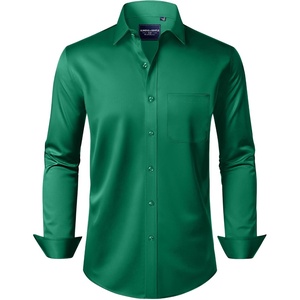 image:imageAlimens amp Gentle Mens Dress Shirts Long Sleeve WrinkleFree Stretch Shirts Solid Formal Button Down Shirt with PocketGreen
