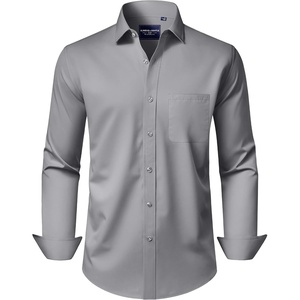 image:imageAlimens amp Gentle Mens Dress Shirts Long Sleeve WrinkleFree Stretch Shirts Solid Formal Button Down Shirt with PocketGrey