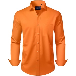 image:imageAlimens amp Gentle Mens Dress Shirts Long Sleeve WrinkleFree Stretch Shirts Solid Formal Button Down Shirt with PocketOrange