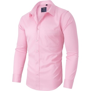 image:imageAlimens amp Gentle Mens Dress Shirts Long Sleeve WrinkleFree Stretch Shirts Solid Formal Button Down Shirt with PocketPink