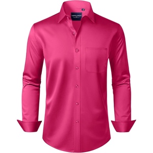 image:imageAlimens amp Gentle Mens Dress Shirts Long Sleeve WrinkleFree Stretch Shirts Solid Formal Button Down Shirt with PocketRosy