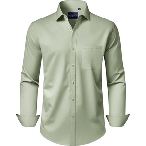 image:imageAlimens amp Gentle Mens Dress Shirts Long Sleeve WrinkleFree Stretch Shirts Solid Formal Button Down Shirt with PocketSage Green