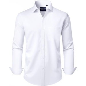 image:imageAlimens amp Gentle Mens Dress Shirts Long Sleeve WrinkleFree Stretch Shirts Solid Formal Button Down Shirt with PocketWhite