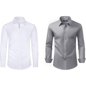 image:imageAlimens amp Gentle Mens Dress Shirts Stretch Long Sleeve Collared Casual Solid Wedding Business Wedding Button Down Shirts