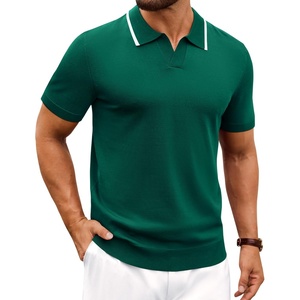 image:imageAlimens amp Gentle Mens Knitted Polo Shirts V Neck Collared Shirts for GolfGreen