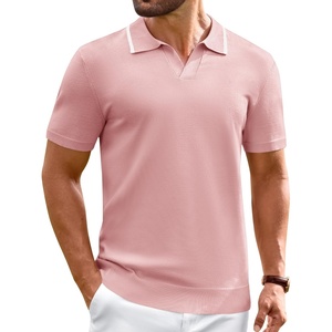 image:imageAlimens amp Gentle Mens Knitted Polo Shirts V Neck Collared Shirts for GolfPink