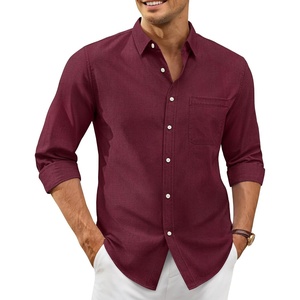 image:imageAlimens amp Gentle Mens Oxford Shirt Stretch Long Sleeve Button Down ShirtsBurgundy