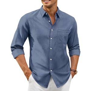image:imageAlimens amp Gentle Mens Oxford Shirt Stretch Long Sleeve Button Down ShirtsDusty Blue