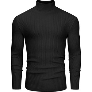 image:imageAlimens amp Gentle Mens Turtleneck Sweater Slim Fit Cable Knitted Casual Pullover Lightweight Ribbed Long Sleeve SweatersBlack